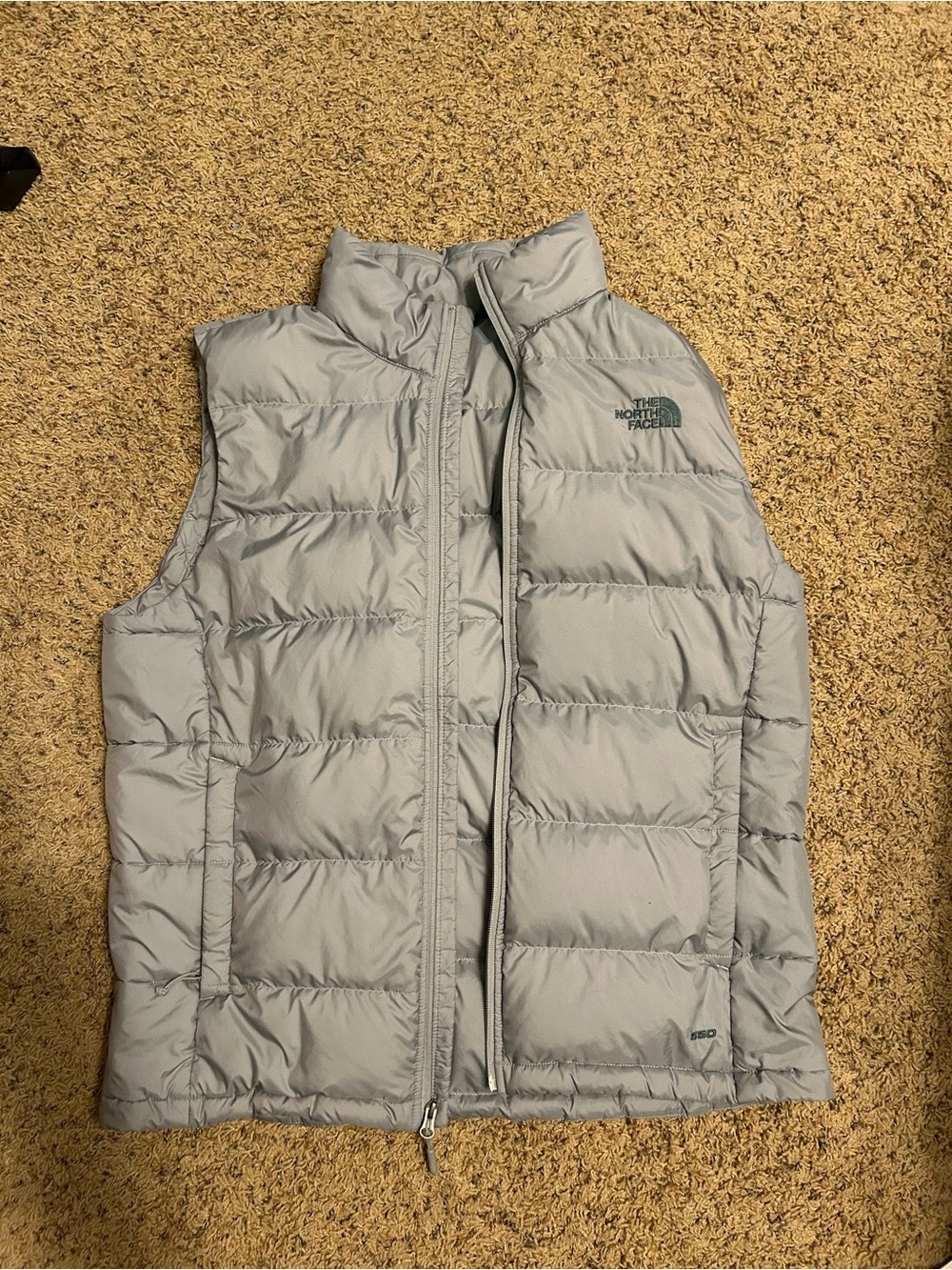 The North Face Light Gray Quilted Puffer Vest
